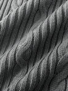 Manfinity Homme 男士高領麻花編織套頭毛衣 - 灰色 - 查看 7