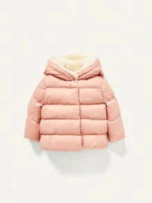 Baby Girl Thermal Lined Hooded Padded Coat - Pink - View 5