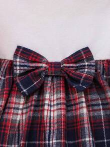 SHEIN Baby Girl Plaid Print Dress & Jacket - Red - View 4