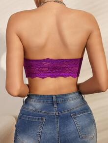 Floral Lace Strapless Bralette - Purple - View 2