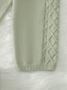 SHEIN Young Girl Raglan Sleeve Sweater & Knit Pants - Mint Green - View 6