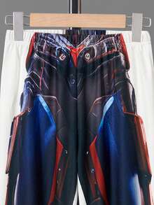 SHEIN Tween Boy Figure Graphic Tee & Sweatpants - Multicolor - View 5