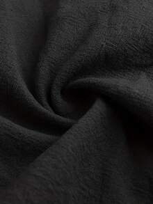 宽松纯色纽扣装饰上衣 - 黑色 - 查看 3