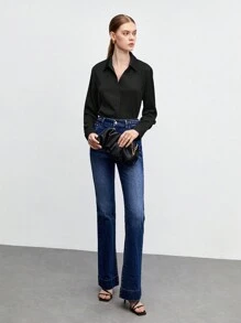 BizChic 素色前紐扣襯衫 - 黑色 - 查看 6