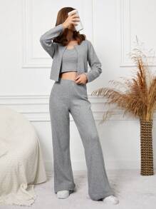 RueChic Tween Girl 3pcs Solid Cami Top & Pants & Jacket - Pink - View 1