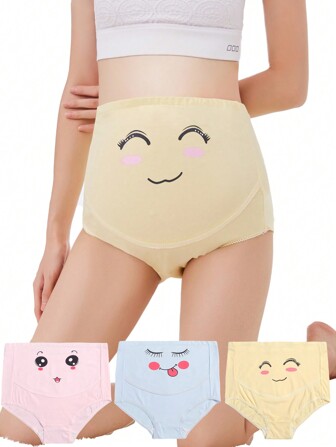 SHEIN 3pcs Maternity Cartoon Graphic Panty For Mother