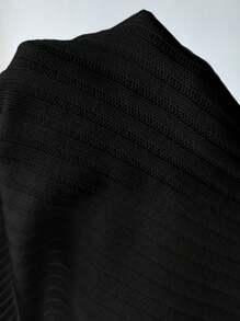 Flirla Drop Shoulder Button Front Ribbed Knit Cardigan,Ladies Spring/Fall Casual Button,Rib-Knit Drop Shoulder V Neck Loose Black Plain Women Cardigans,Casual Daily Wear,Long Sleeve Tops - Black - View 6