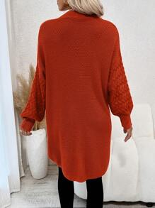 SHEIN LUNE Áo khoác cardigan thả vai hai túi - trái cam - Xem 2