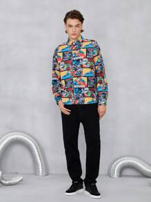 JUSTICE LEAGUE X SHEIN 男士卡通圖案襯衫 - 彩色 - 查看 5