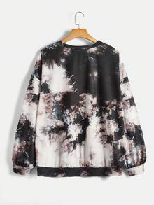 SHEIN EZwear Plus Halloween Print Tie Dye Drop Shoulder Sweatshirt - Multicolor - View 2