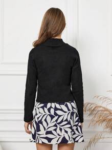 RueChic Teen Girl Tricou cu gât fals și fustă cu imprimeu cu frunze