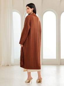 Seusyu Shawl Collar Dual Pocket Drop Shoulder Cardigan Fall Cloth For Women - Redwood - View 2