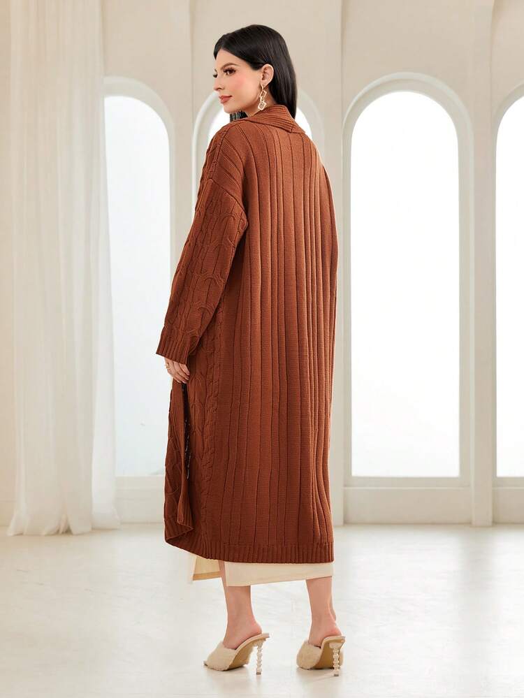 Shawl Collar Dual Pocket Drop Shoulder Cardigan Fall Cloth For Women