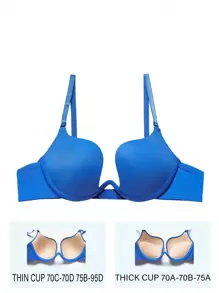 SHEIN Sujetador push up unicolor - azul real - Ver 1