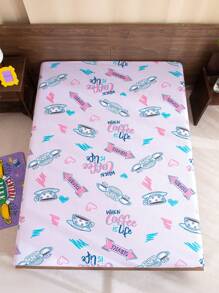 FRIENDS X SHEIN Sábana ajustable con estampado morado para dormitorio - Púrpura malva - Ver 5