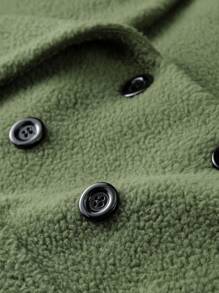 EMERY ROSE 大碼西裝領雙排釦絨毛外套 - 軍綠色 - 查看 7