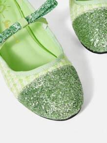 SheIn MOD Christmas Flat Round Toe Mary Jane Shoes - Green - View 4