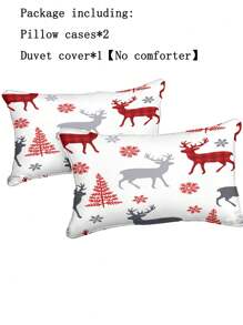 3入組聖誕小鹿&雪人設計圖案滌綸床上用品 - 彩色 - 查看 3