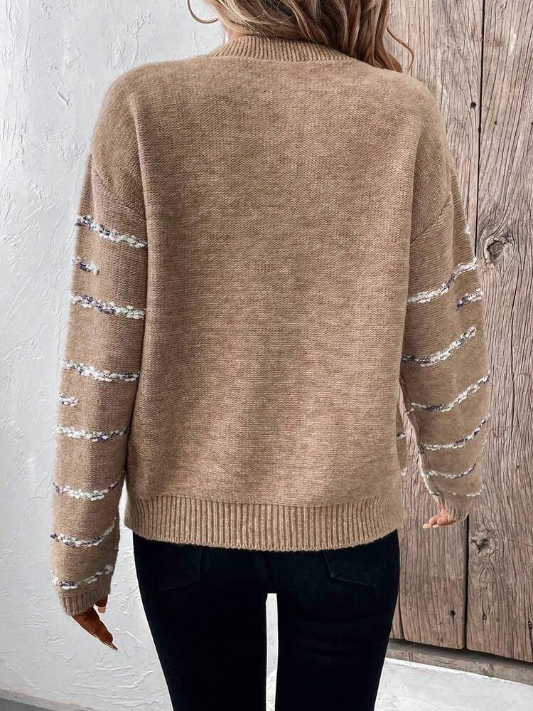 Striped Pattern Drop Shoulder Cardigan