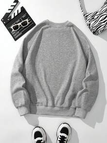 SHEIN Essnce Drop Shoulder Fashion Patterned Women's Sweatshirt - Light Grey - View 2