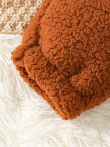 SHEIN Young Boy Solid Teddy Sweatshirt & Pants & Bag - Brown - View 4