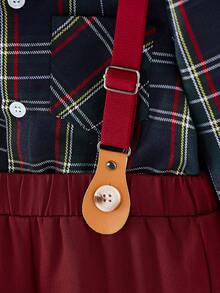 Baby Boy Plaid Print Shirt & Suspender Pants - Multicolor - View 4
