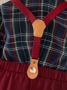 Baby Boy Plaid Print Shirt & Suspender Pants - Multicolor - View 6