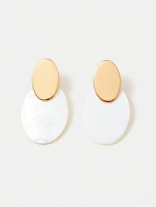 BizChic 1對簡約時尚耳環,適用於日常上下班通勤 - 白色 - 查看 7