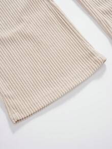 SHEIN Unity Chất rắn Quần ống loe - Màu be - Xem 5