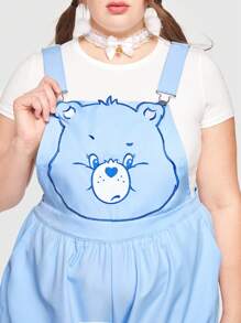ROMWE X Care Bears Hơn Đồ họa Hoạt hình Xù Hoa Sen Romper tổng thể - Màu xanh lam - Xem 2