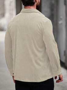 Manfinity Homme Nam Túi có nắp Vải to sợi Áo khoác kiểu sơ mi - Màu Khaki - Xem 2