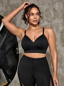 Yoga Basic Sujetador deportivo de tirantes unicolor - Negro - Ver 4