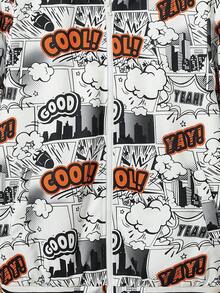 SHEIN 青少年男孩波普藝術圖案條紋飾邊連帽加絨內裏外套無毛衣 - 彩色 - 查看 6