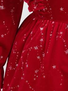 SHEIN Váy len tay lửng ngắn rộng rãi màu trơn cho bé gái, trang phục phù hợp cho mẹ và bé (bán riêng 2 chiếc) - Đỏ - Xem 7