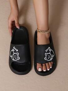 Cartoon Anti-skid Lightweight Slippers Suitable For All Seasons - Black - View 1