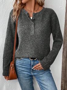 SHEIN LUNE 女士毛衣 - 灰色 - 查看 4