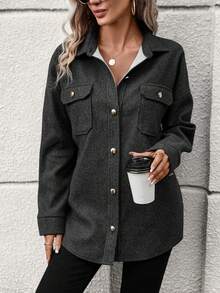 SHEIN LUNE Túi có nắp Thả vai áo - Xám - Xem 3