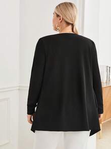 BizChic 大碼大翻領開門襟外套 - 黑色 - 查看 2