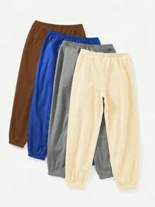 Flirla Talla grande 4 piezas Pantalones deportivos unicolor de cintura elástica - Multicolor - Ver 2