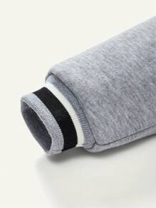 Baby Boy Letter Graphic Colorblock Thermal Lined Hooded Jacket - Grey - View 4