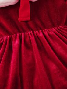 Bebé niña Vestido bajo con fruncido de terciopelo con pañuelo - Burdeos - Ver 6
