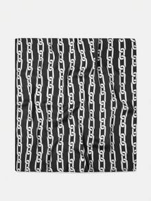 BizChic 鏈條圖案時尚百搭方形圍巾 - 黑色 - 查看 2