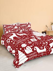 Bộ đồ giường Giáng sinh Bộ chăn ga gối hình con nai tuyết Giáng sinh Bộ chăn ga gối in hình Giáng sinh 3 món Trang trí phòng Giáng sinh Vỏ chăn bông Vỏ chăn sợi nhỏ mềm mại cho bé trai bé gái 2 vỏ gối Không có chăn bông Quà tặng Giáng sinh - Nhiều màu - Xem 2