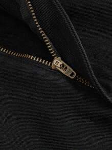 SHEIN ICON Hơn Túi có nắp Váy Denim - màu đen - Xem 3