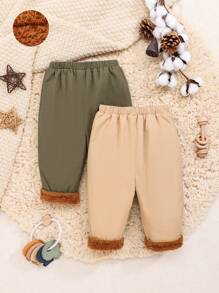 SHEIN Baby Jungen 2 Stücke Hose mit Einfarbig Thermal
