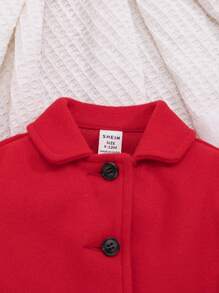 SHEIN Baby Girl Plaid Print Dress & Jacket - Red - View 3