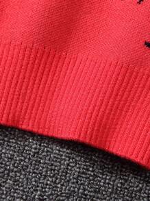 SHEIN Young Boy Two Tone Spider Pattern Sweater - Black - View 7