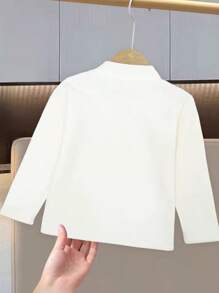 女小童卡通圖案小高領T恤 - 米色 - 查看 2