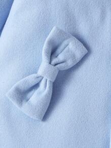 Baby Girl Contrast Lace Bow Front Overcoat - Baby Blue - View 4