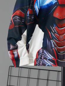 SHEIN Tween Boy Figure Graphic Tee & Sweatpants - Multicolor - View 7